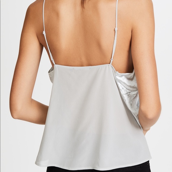 J Brand Lucy Velvet V-Neck Cami in Silver Spoon - Picture 5 of 7